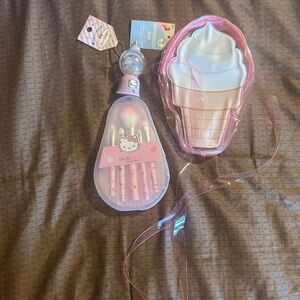 Hello Kitty Pink  brush set and Ice Cream Cone Bag